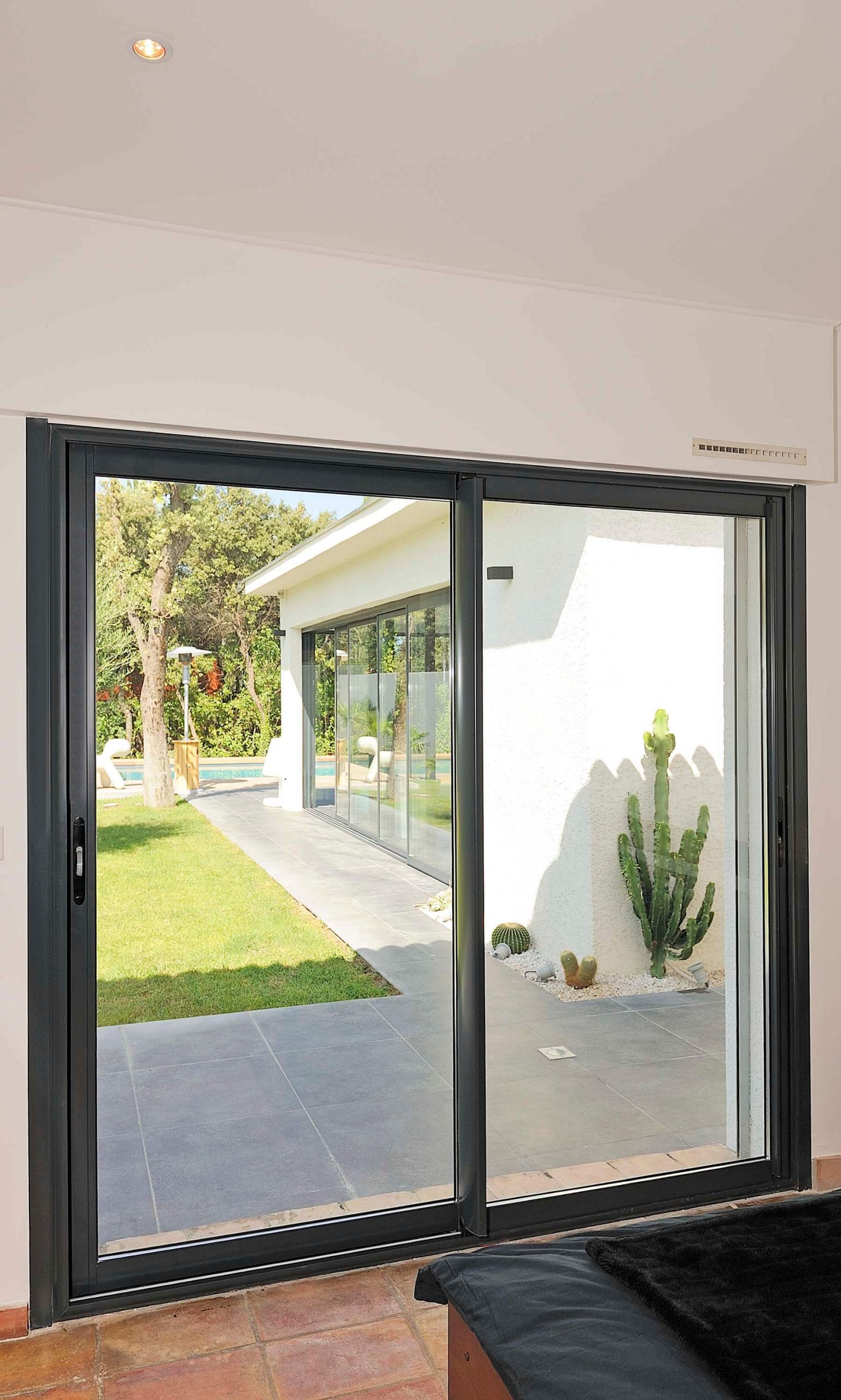 black aluminium lift and slide doors