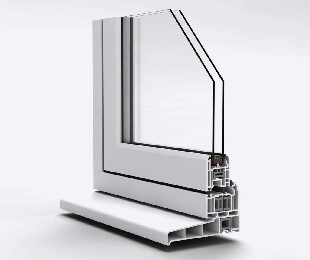 Side view of a flush casement window