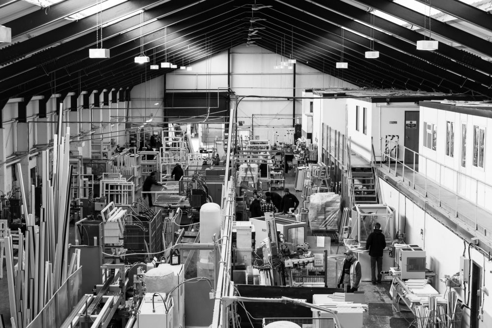 A look over the factory floor from the second floor.