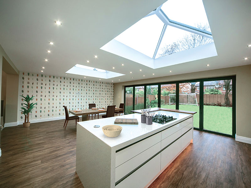 Get a trade quote uPVC roof lanterns in a modern kitchen
