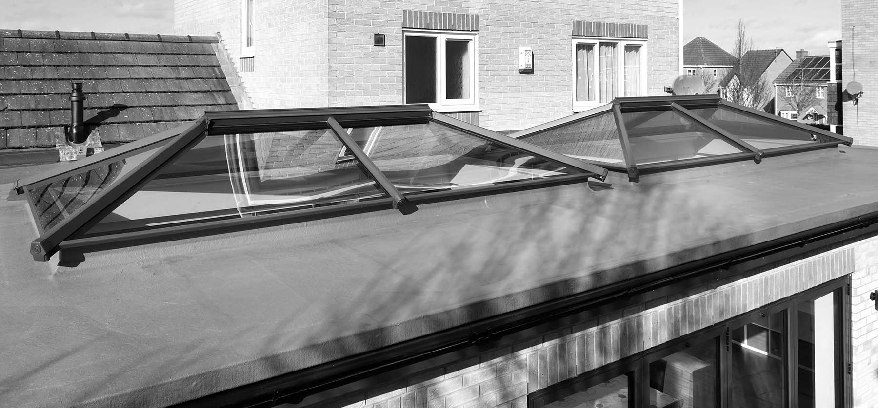UltraSky Roof Lanterns viewed from above in black and white