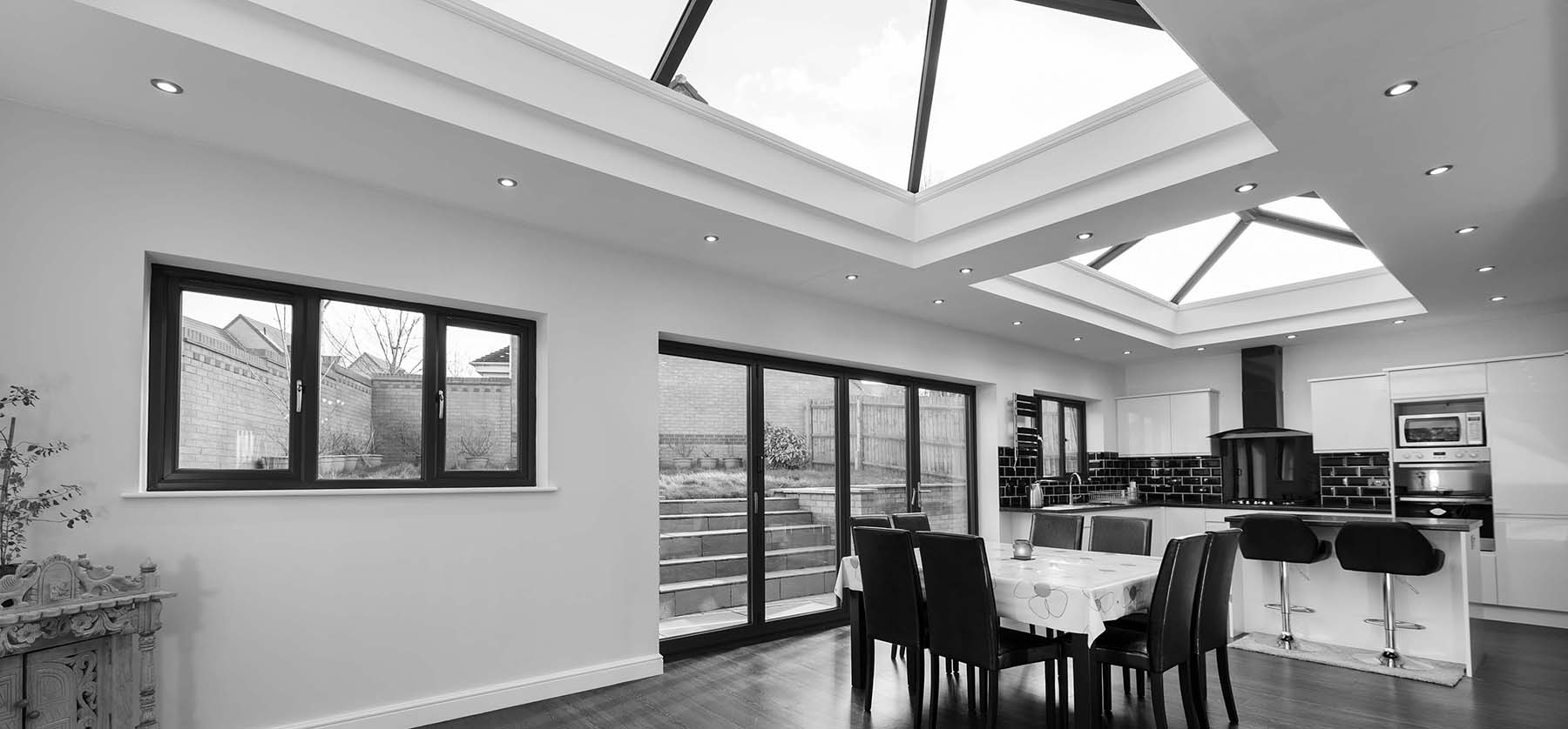 UltraSky Roof System above a kitchen and dining room